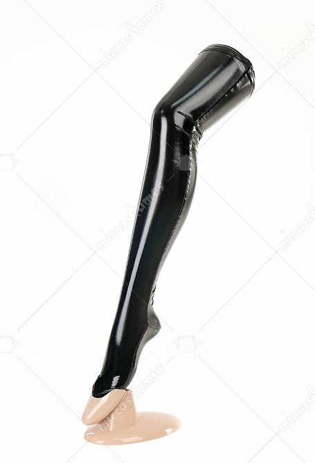 Sexy Dessous Accessoire Schwarze Halterlose Strümpfe Glänzende Overknee Strümpfe Lingerie PU-Leder