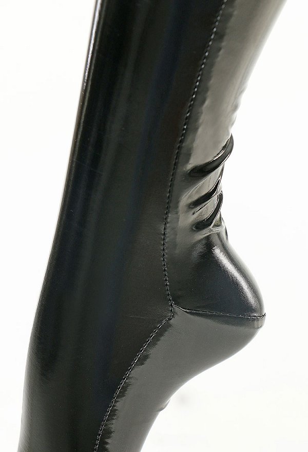 Accesorio de Lencería Sexy Medias Altas Negras de Cuero PU Brillante sobre la Rodilla Accesorio de Lencería Sexy Medias Altas Negras de Cuero PU Brillante sobre la Rodilla