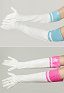 Accessoire de Lingerie Gants Sexuels en Cuir PU Gants Montants Roses et Blancs ou Bleus et Blancs pour Femme