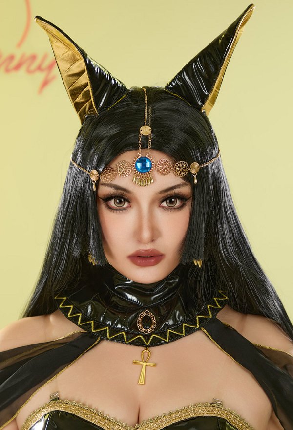 Sexy Erotic Alubis Headpiece Accesorios Orejas y Pendientes con Cadena Headpiece