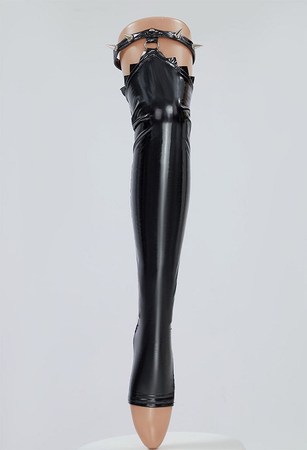 Gothic Leg Socks Accessory Rivet Leather Stockings