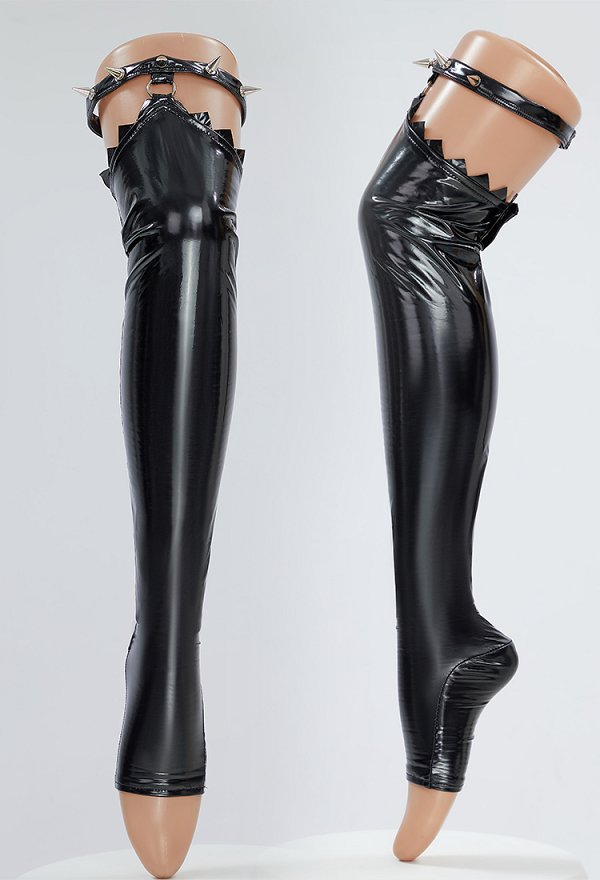 Gothic Leg Socks Accessory Rivet Leather Stockings