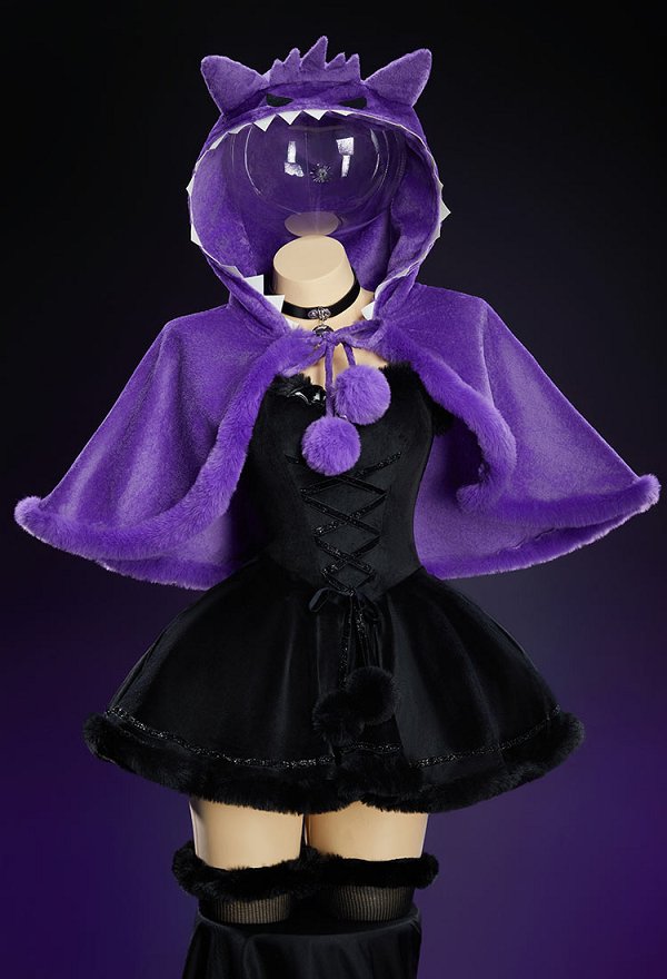 PM Derivative Sexy Plush Cloak Cute Cape with Hood and Embroidered Eye Patches