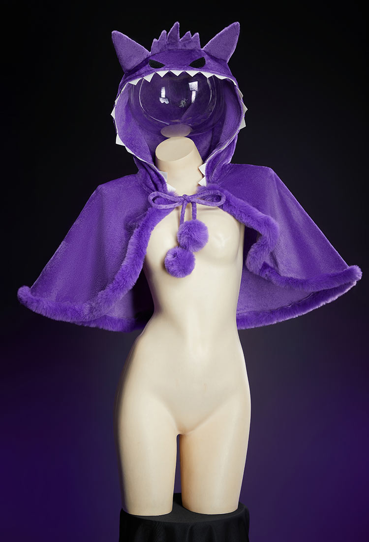PM Derivative Sexy Plush Cloak Cute Cape with Hood and Embroidered Eye Patches