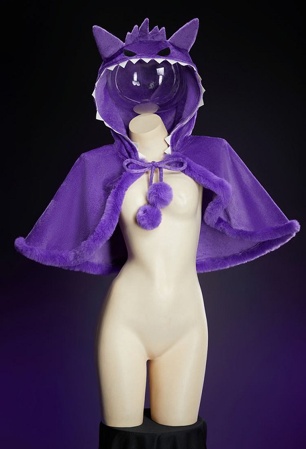 PM Derivative Sexy Plush Cloak Cute Cape with Hood and Embroidered Eye Patches