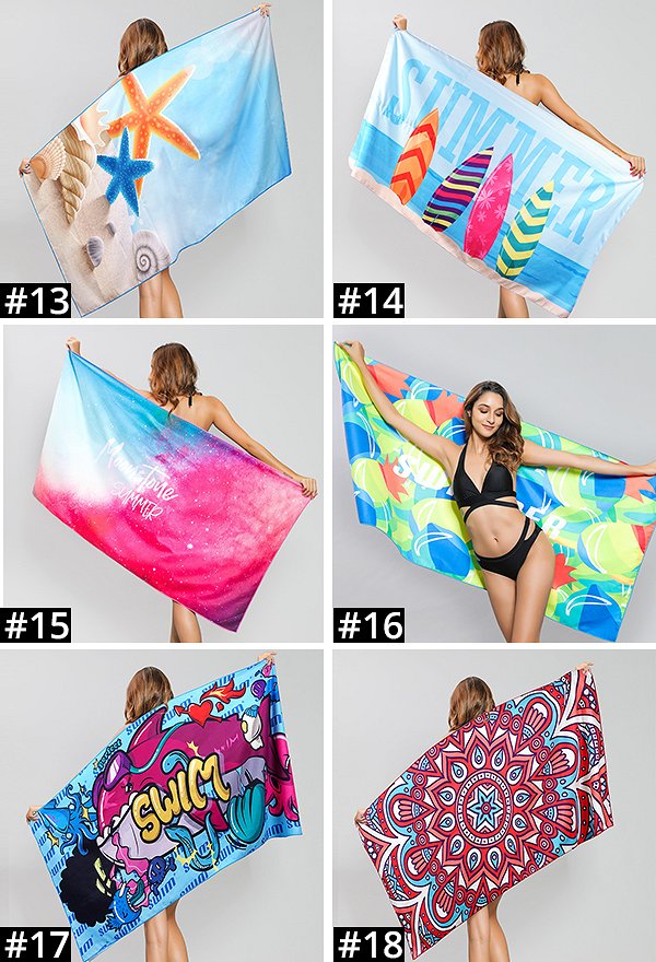 Miccostumes Colorful Pattern Velour Printed Quick Dry Shawls Accessory for Travel Swim Pool Camping Outdoors and Sports