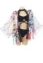 Miccostumes Maillots de bain Couvre-maillot pour femmes Motif papillon Haori Couvre-maillot Cardigans en mousseline transparente