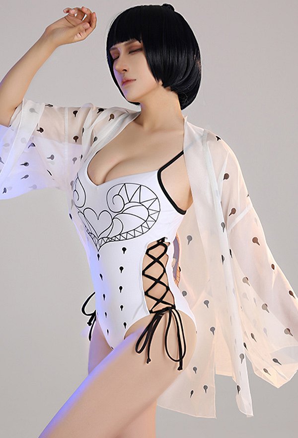 Cubierta de anime Haori con patrón de ojos Cubierta de kimono de verano