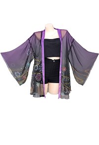 Haori Cover-up with Kaleidoscope Pattern Summer Kimono Cardigan