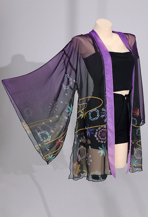 Haori Cover-up with Kaleidoscope Pattern Summer Kimono Cardigan