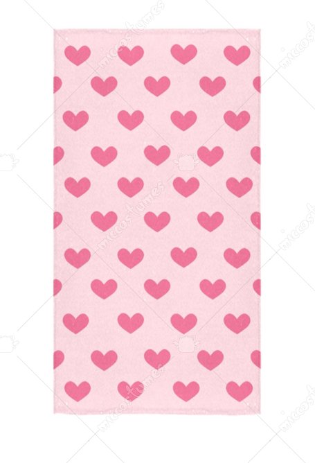 Bath Towel with Pink Heart Prints Body Towel for Swimming Bathing