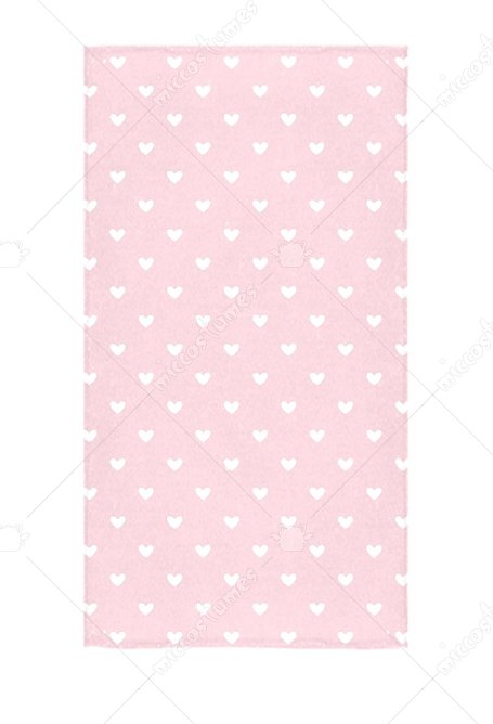 Bath Towel with White Heart Prints in Pink Body Towel for Swimming Bathing