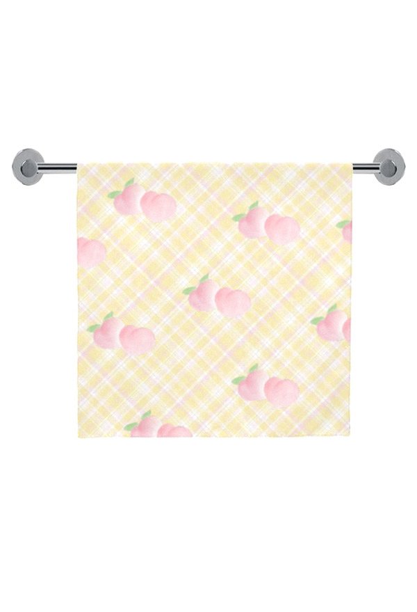 Bath Towel with Peach Prints in Yellow Body Towel for Swimming Bathing