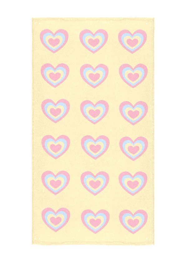 Bath Towel with Gradient Heart Prints Body Towel for Swimming Bathing