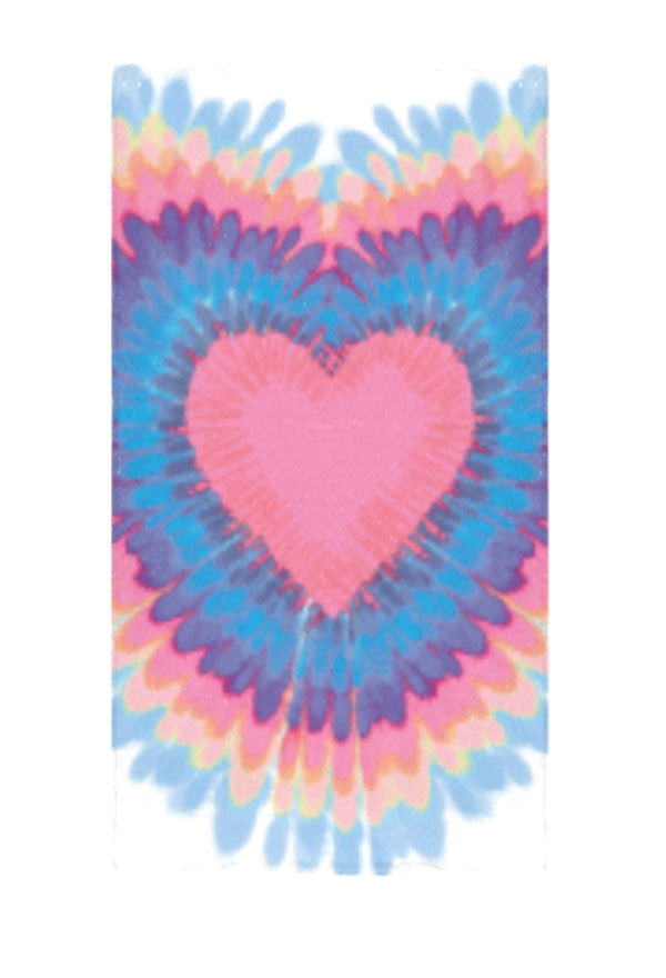 Bath Towel with Tie-Dyed Heart Prints Body Towel for Swimming Bathing