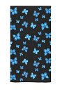 Bath Towel with Blue Butterfly Prints in Black Body Towel for Swimming Bathing