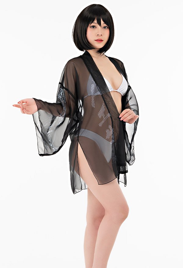 Gothic Dark Style Haori Cover-up with Skeleton Pattern Summer Kimono Cardigan