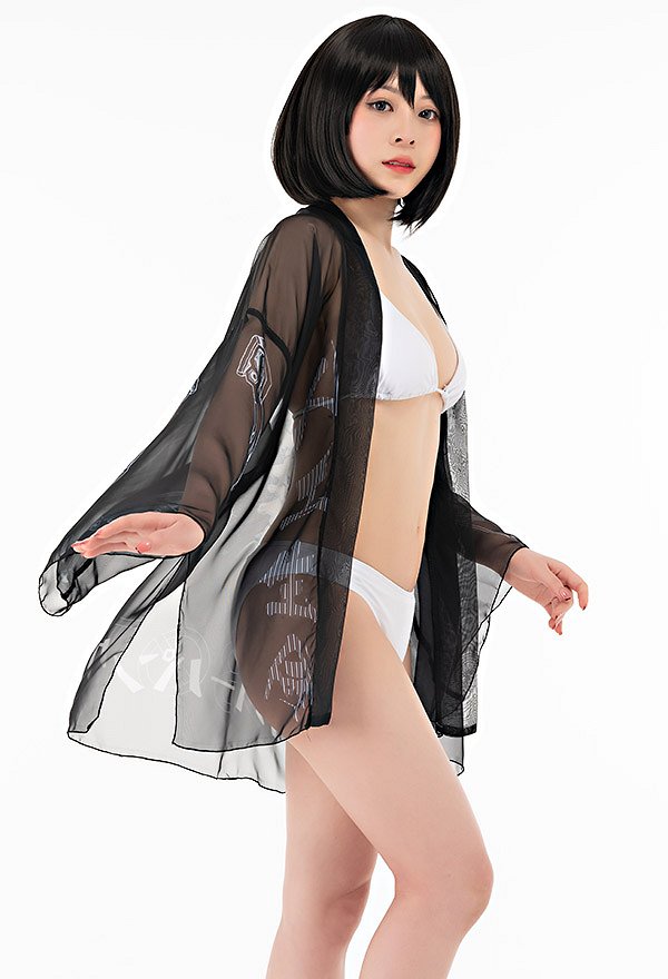 Gothic Dark Style Haori Cover-up with Skeleton Pattern Summer Kimono Cardigan