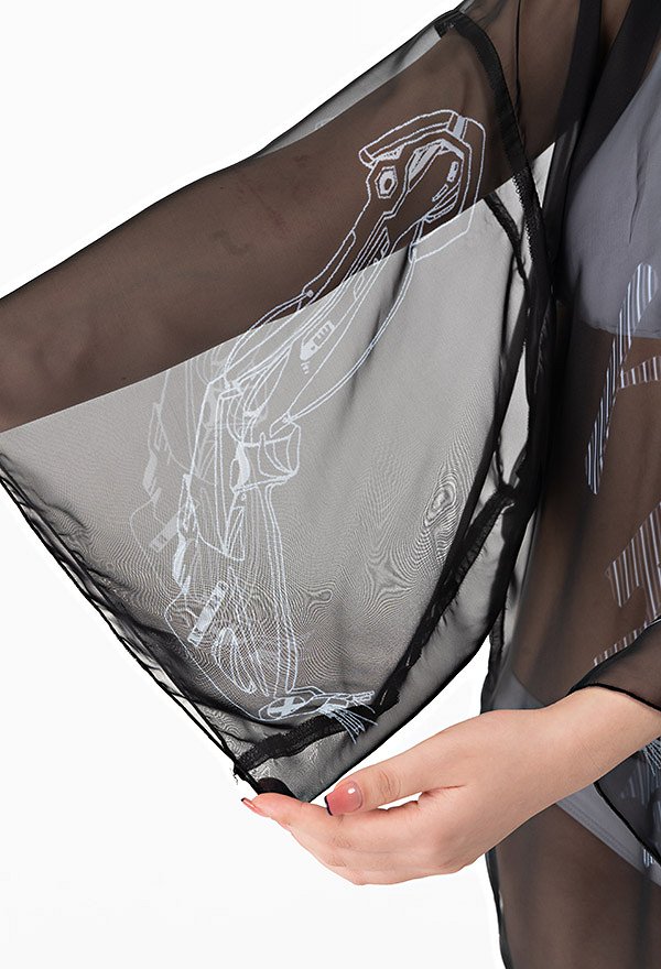 Gothic Dark Style Haori Cover-up with Skeleton Pattern Summer Kimono Cardigan