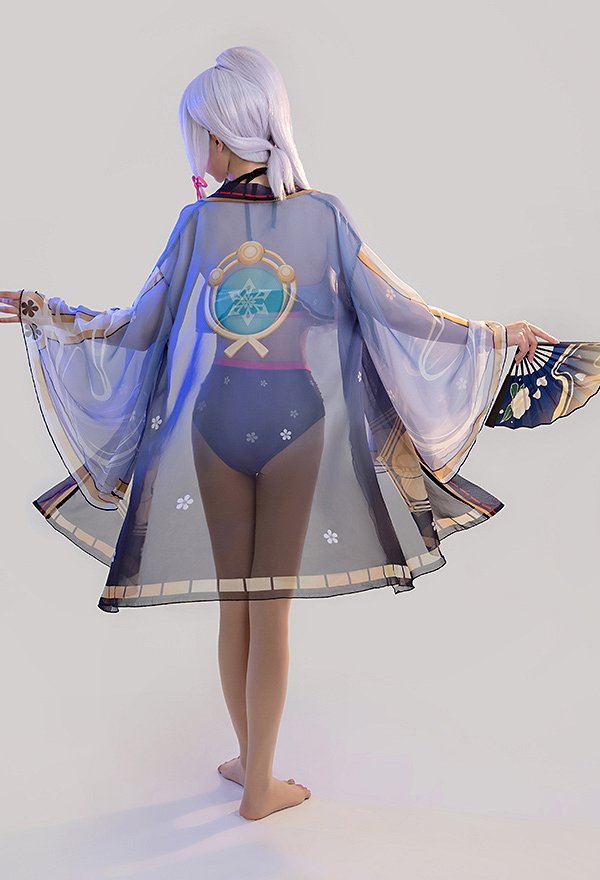 Kamisato Ayaka Derivative Coverup Cherry Blossom Haori Chiffon Kimono
