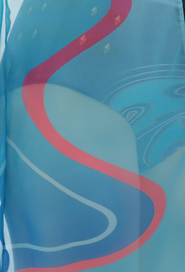Xiao Derivative Haori Cover-up with Gradient Blue Wave Pattern Wide Sleeve Summer Kimono Coverups
