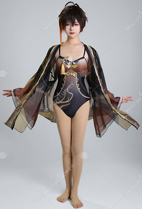Zhongli Derivative Haori Cover-Up Wide Sleeve Swimwear Kimono Cover-up