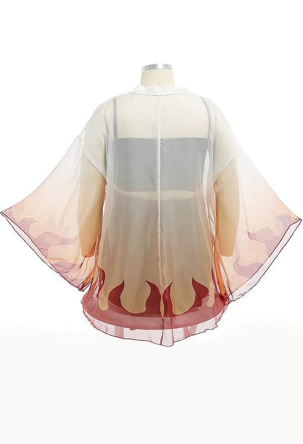 Bañador de playa de gasa con cubierta KNY Flame Cosplay Haori para tallas grandes