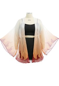 Plus Size KNY Flame Cosplay Haori Coverup Chiffon Beach Swimsuit Cover Up