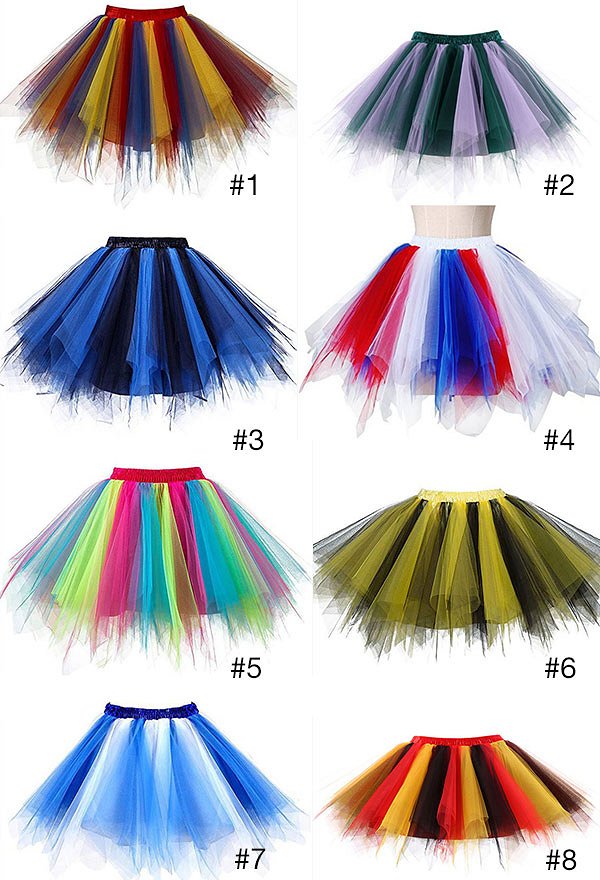 Gemischte Farbe Tutu Rock Tüll Rock Ballett Stil Viele Farben B