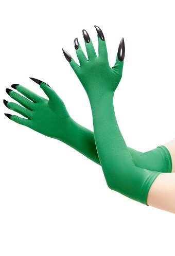 Wicked Elphaba Cosplay Accessoire Halloween Grüne stilisierte Handschuhe mit schwarzen Nägeln