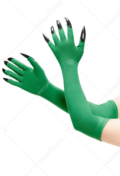 Wicked Elphaba Cosplay Accessoire Halloween Gants stylisés verts avec ongles noirs