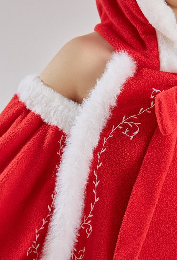 Christmas Cape à Capuche épaules Dénudées Kawaii Cape à Motif de Cloche Manche Longue