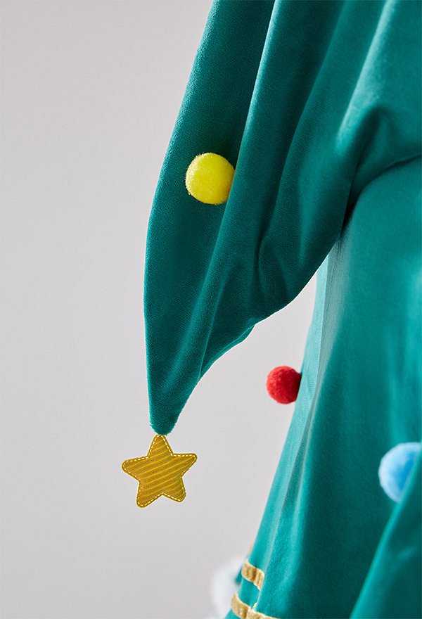 Weihnachten Christmas Umhang mit Kapuze Kawaii Weihnachtsbaum Grün Schleife Cape