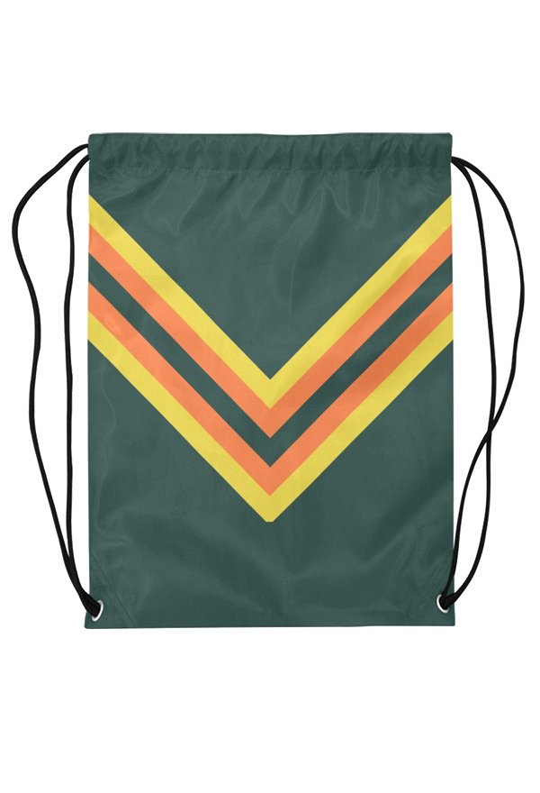 Cheerleader Drawstring Backpack Green and Yellow Pattern Drawstring Bag Sackpack for Beach Gym Sports Yoga