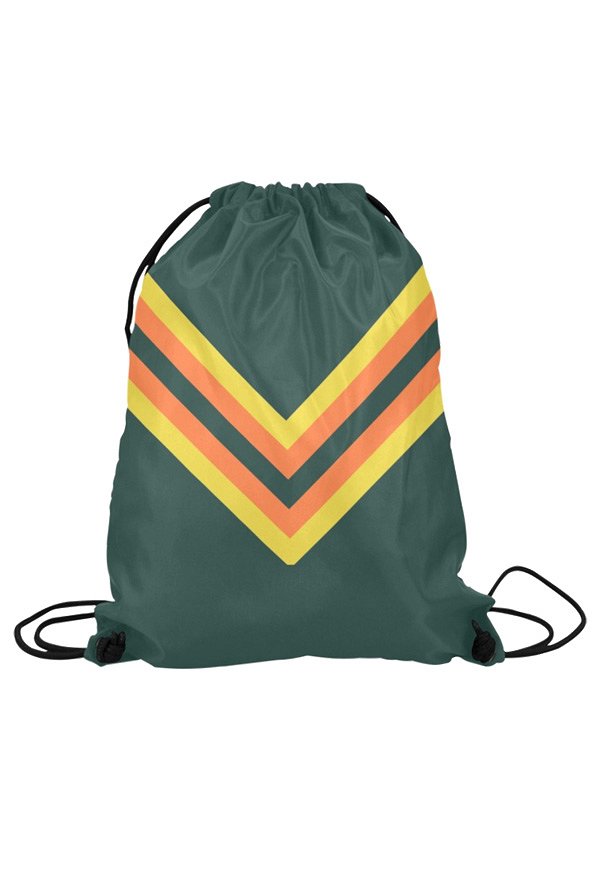 Cheerleader Drawstring Backpack Green and Yellow Pattern Drawstring Bag Sackpack for Beach Gym Sports Yoga