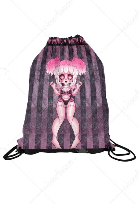 Sac à Cordon avec Impression de Chauves-souris Fille Accessoire de Cosplay Yoga Sports