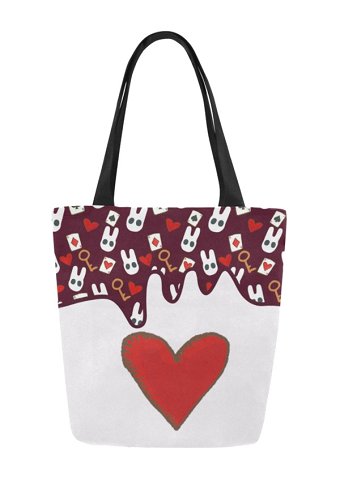 Bunny Heart Canvas Bag Reusable Shopping Tote Bag Large Beach Bag
