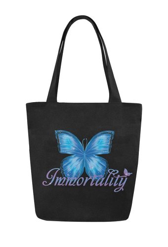 Blue Butterfly Canvas Bag Reusable Shopping Tote Bag Large Beach Bag