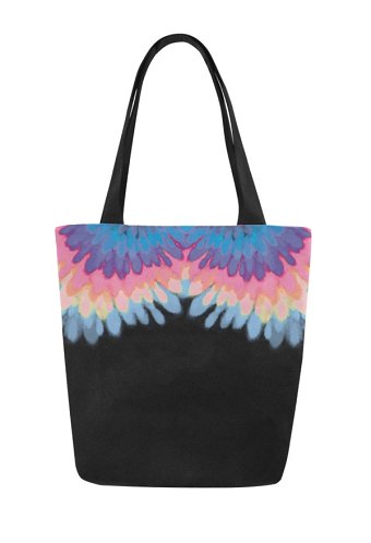 Tie-Dye Black Canvas Bag Reusable Shopping Tote Bag Large Beach Bag