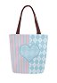 Alice Striped Diamond Heart Canvas Bag Reusable Shopping Tote Bag Large Beach Bag