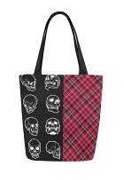 Sac en Toile à Motif de Plaid Crâne Canevas Grand Sac Portable Sac en Toile à Motif de Plaid Crâne Canevas Grand Sac Portable