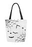 White Canvas Bag with Spiderweb Print Beach Bag Tote Bag for Vacation Shopping