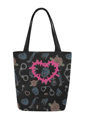 Canvas Bag with Machine Punk Prints Beach Bag Tote Bag for Vacation Shopping