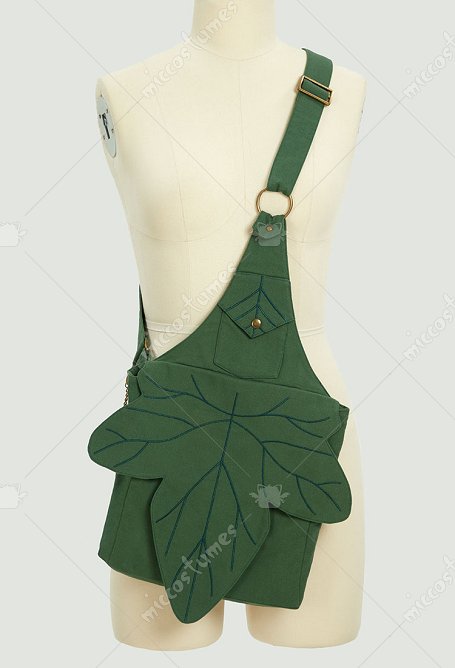 Bolso de Hombro Medieval Renacentista con Solapa de Hojas y Diseño de Elfo