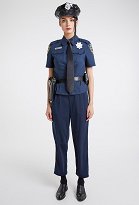 Costume de Cosplay Police Uniforme Manche Courte pour Femme Adulte avec Chapeau