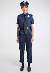 Costume de Cosplay Police Uniforme Manche Courte pour Femme Adulte avec Chapeau
