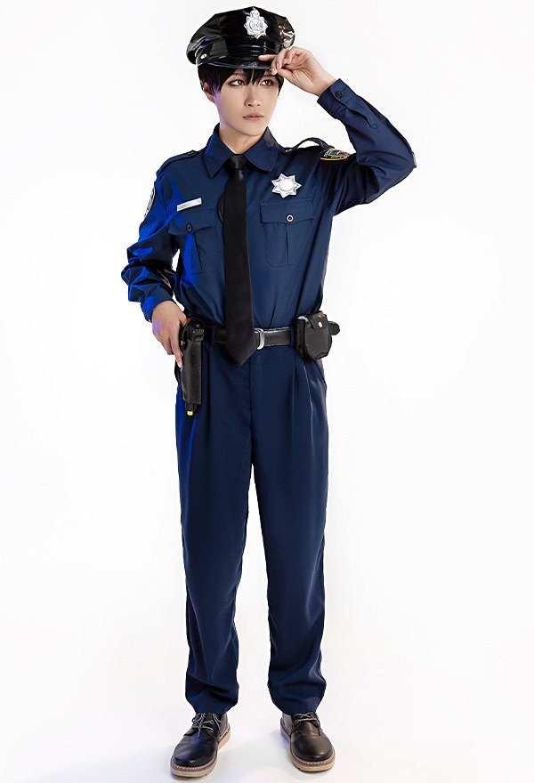 Adult Police Officer Long Sleeve Cosplay Costume for Men with Hat Adult Police Officer Long Sleeve Cosplay Costume for Men with Hat
