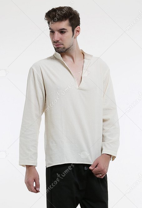 Camisa de manga larga y cuello en V para hombre