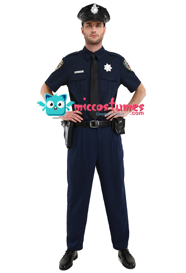 Adult Police Officer Short Sleeve Costume para Hombre con Sombrero