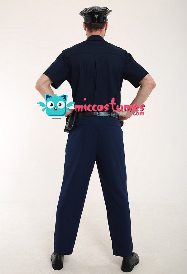 Adult Police Officer Short Sleeve Costume for Men with Hat Adult Police Officer Short Sleeve Costume for Men with Hat